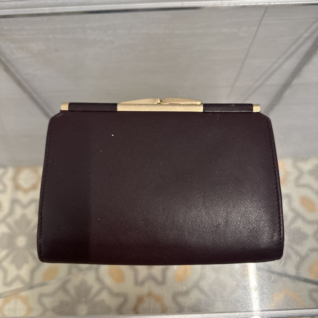 Etienne Aigner Brown Leather Kiss Lock Wallet