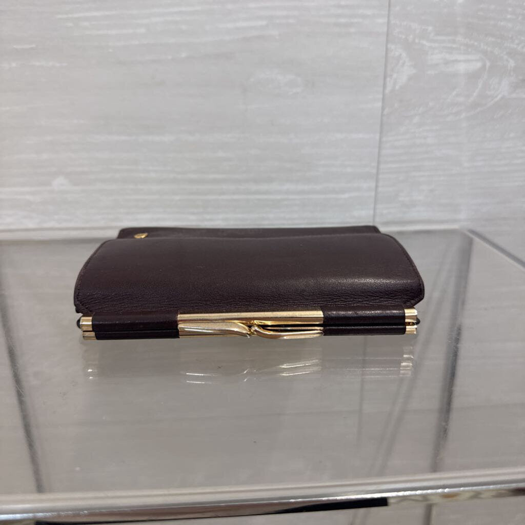 Etienne Aigner Brown Leather Kiss Lock Wallet