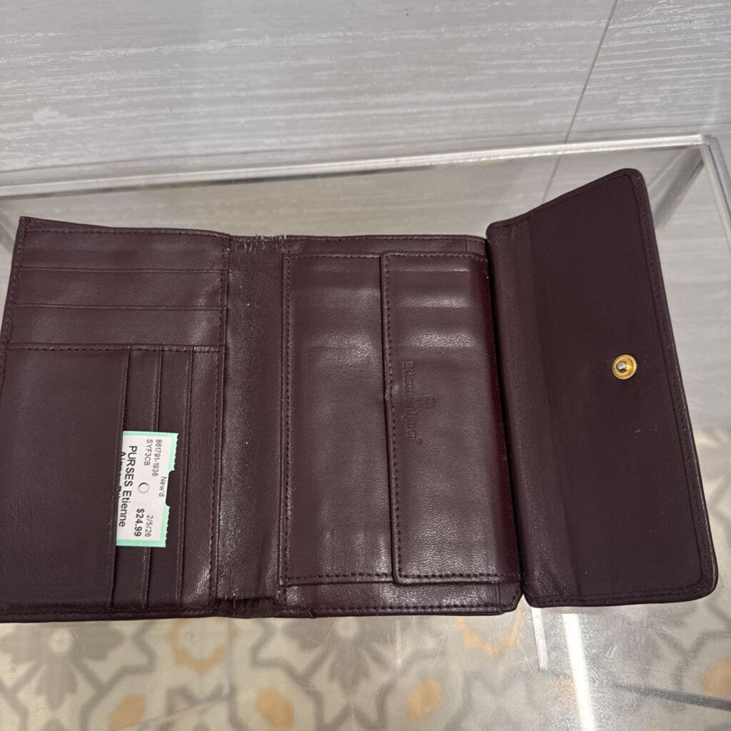 Etienne Aigner Brown Leather Kiss Lock Wallet