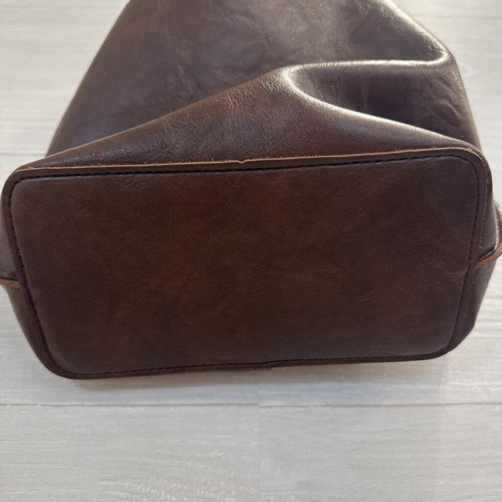 Small Brown Leather Braided Strap Purse