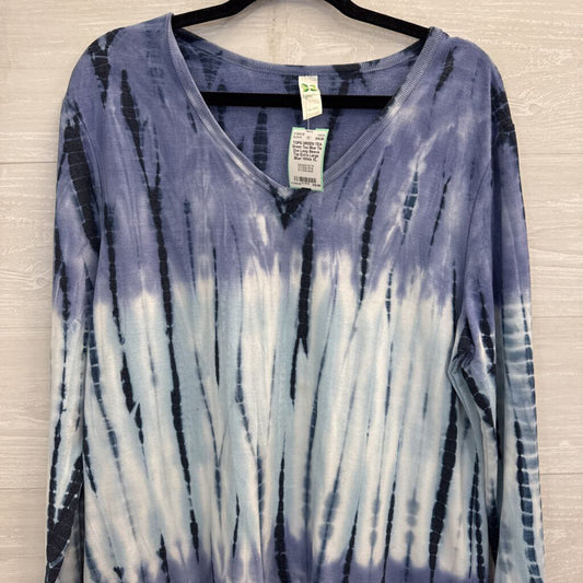 Green Tea Blue Tie Dye Long Sleeve Top Extra Large