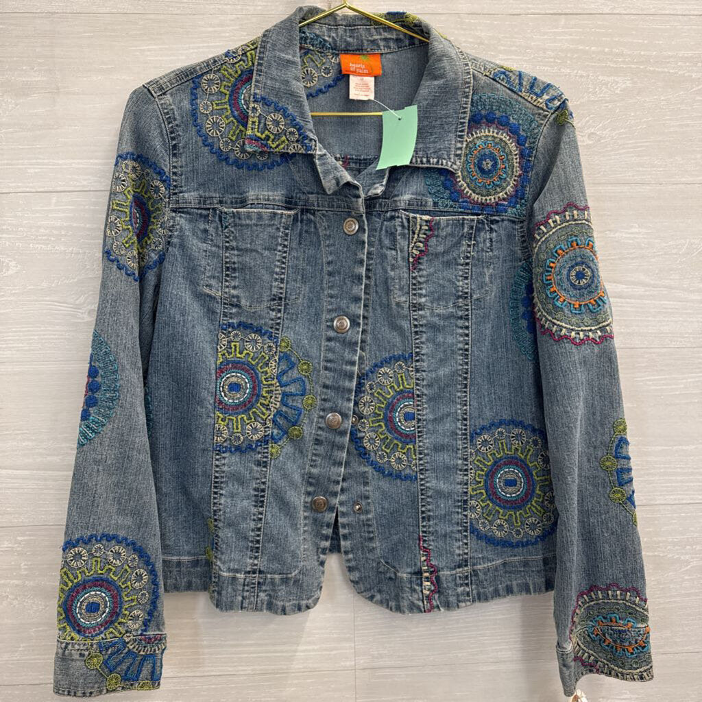 Hearts of Palm Blue Embroidered Denim Jacket 12