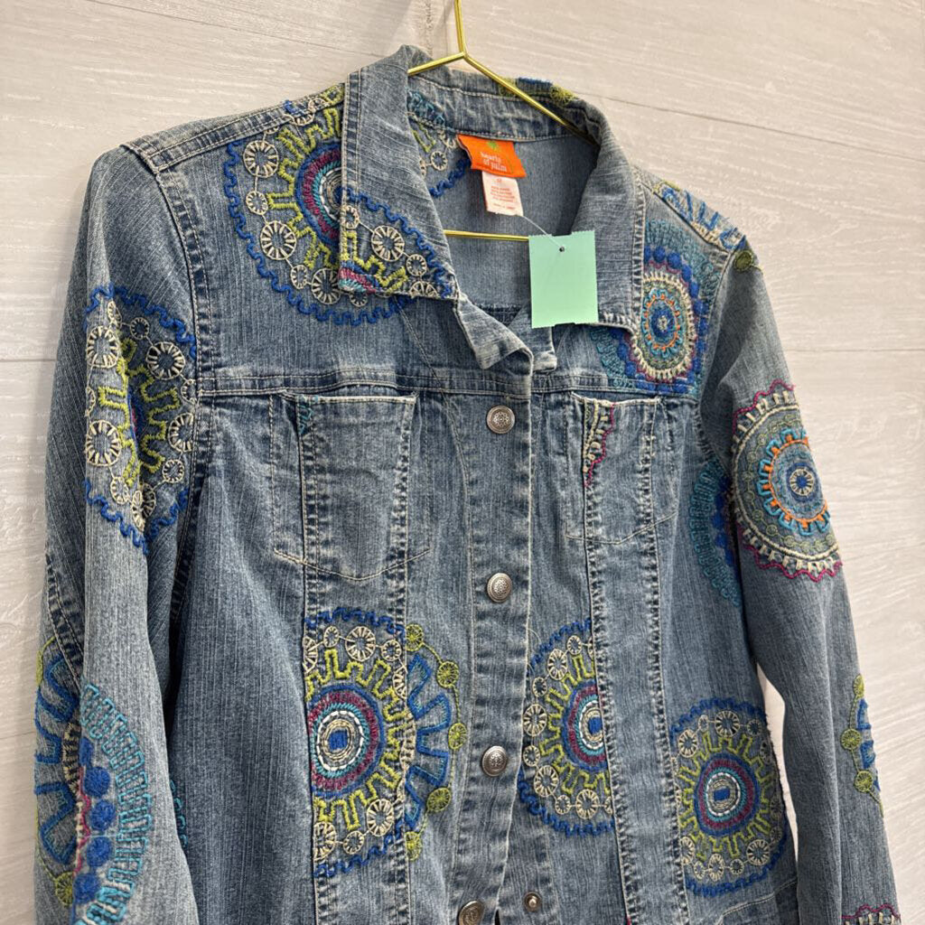 Hearts of Palm Blue Embroidered Denim Jacket 12
