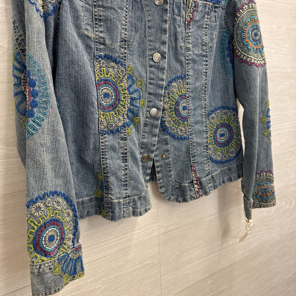 Hearts of Palm Blue Embroidered Denim Jacket 12
