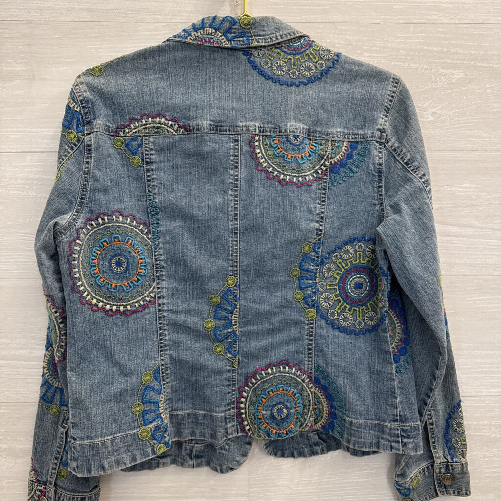 Hearts of Palm Blue Embroidered Denim Jacket 12