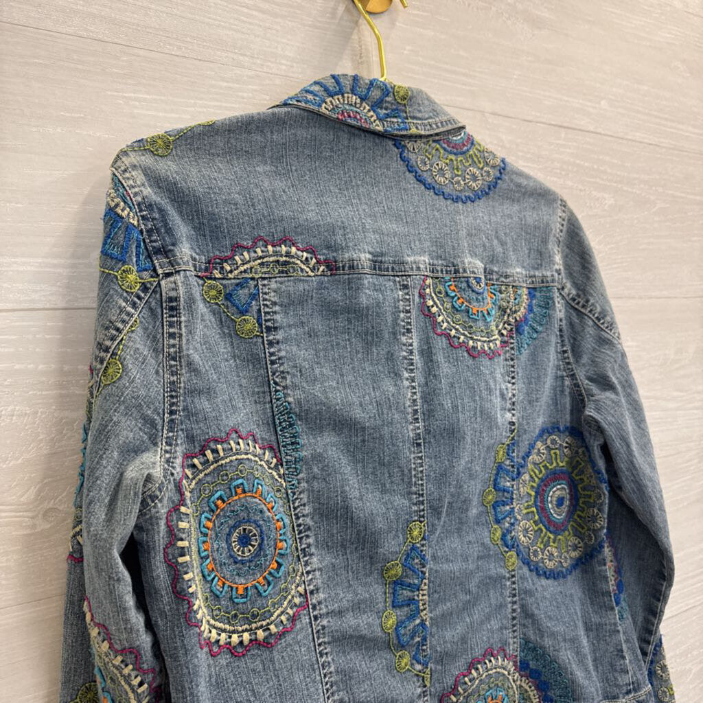 Hearts of Palm Blue Embroidered Denim Jacket 12