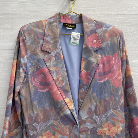Vintage Toni Garment Blue/ Multi Floral Print Blazer Jacket Medium