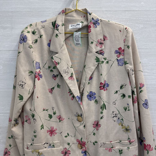 Vintage Alfred Dunner Beige/ Multi Floral Print Blazer Jacket 14