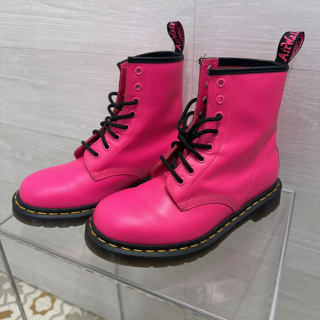 Dr Martens Neon Pink 1460 Smooth Leather Boots 7