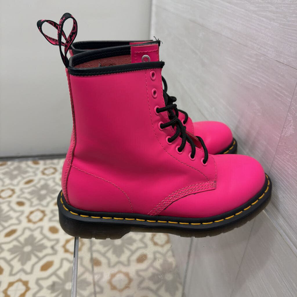 Dr Martens Neon Pink 1460 Smooth Leather Boots 7