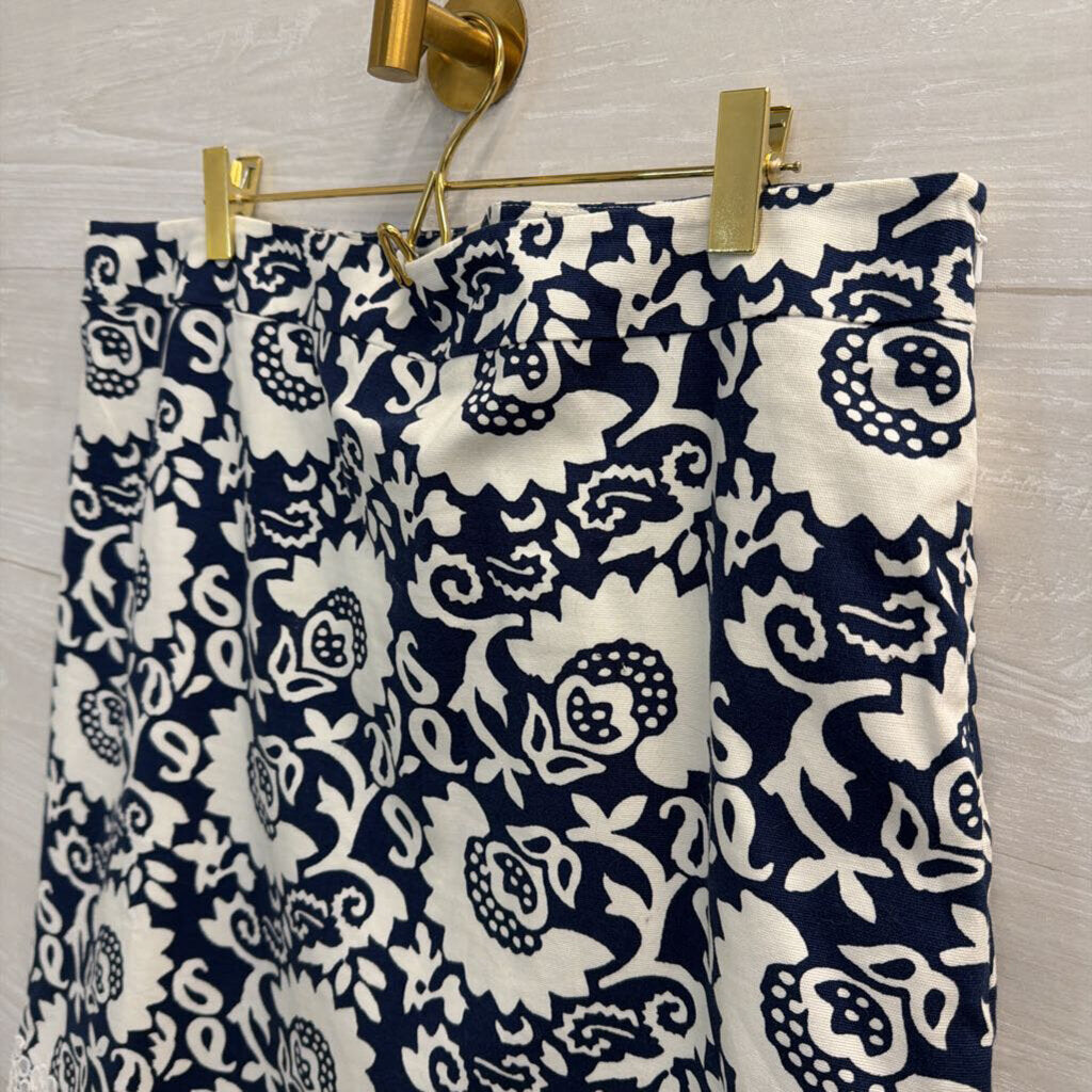 Talbots White/ Navy Print Skirt 14
