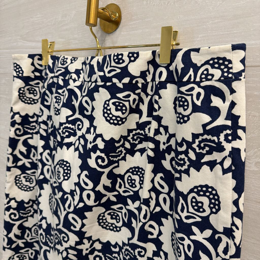 Talbots White/ Navy Print Skirt 14