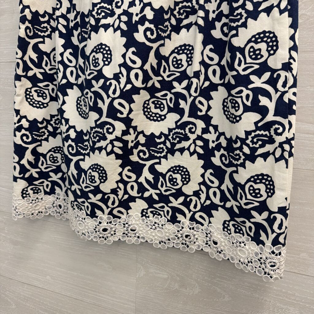 Talbots White/ Navy Print Skirt 14