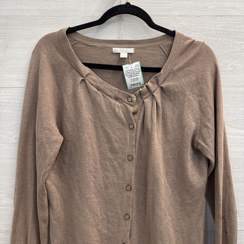 New York and Company Brown Cardigan Sweater Large
