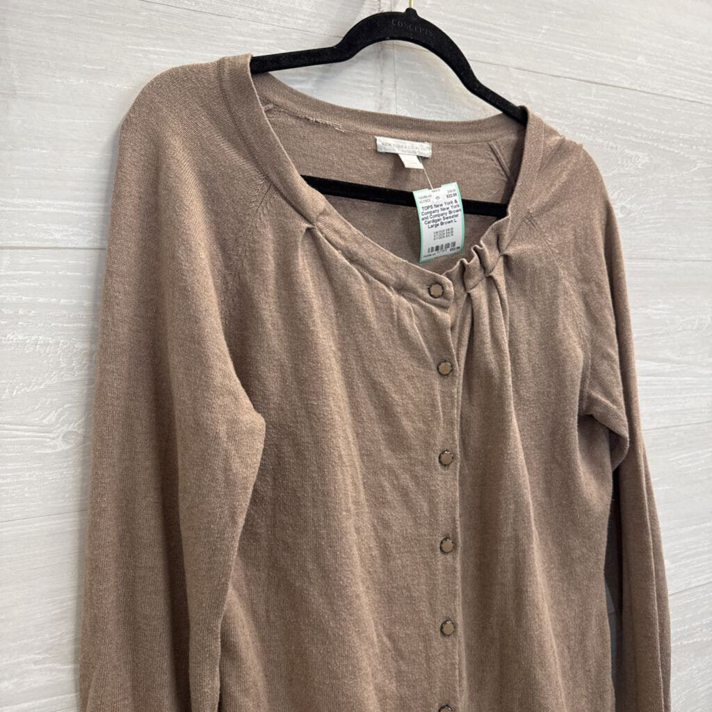 New York and Company Brown Cardigan Sweater Large