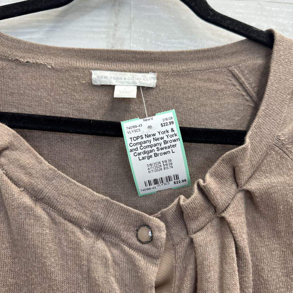 New York and Company Brown Cardigan Sweater Large