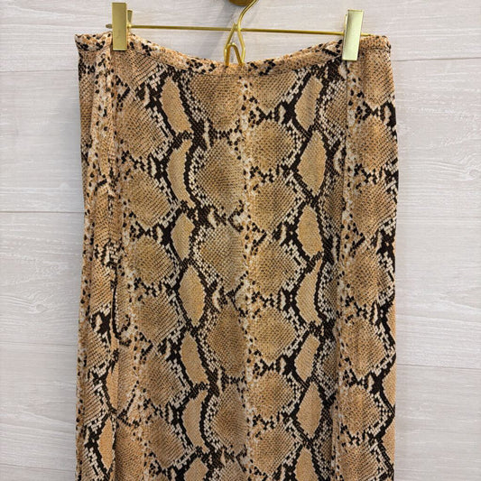 Brown Snakeskin Print Midi Skirt 6