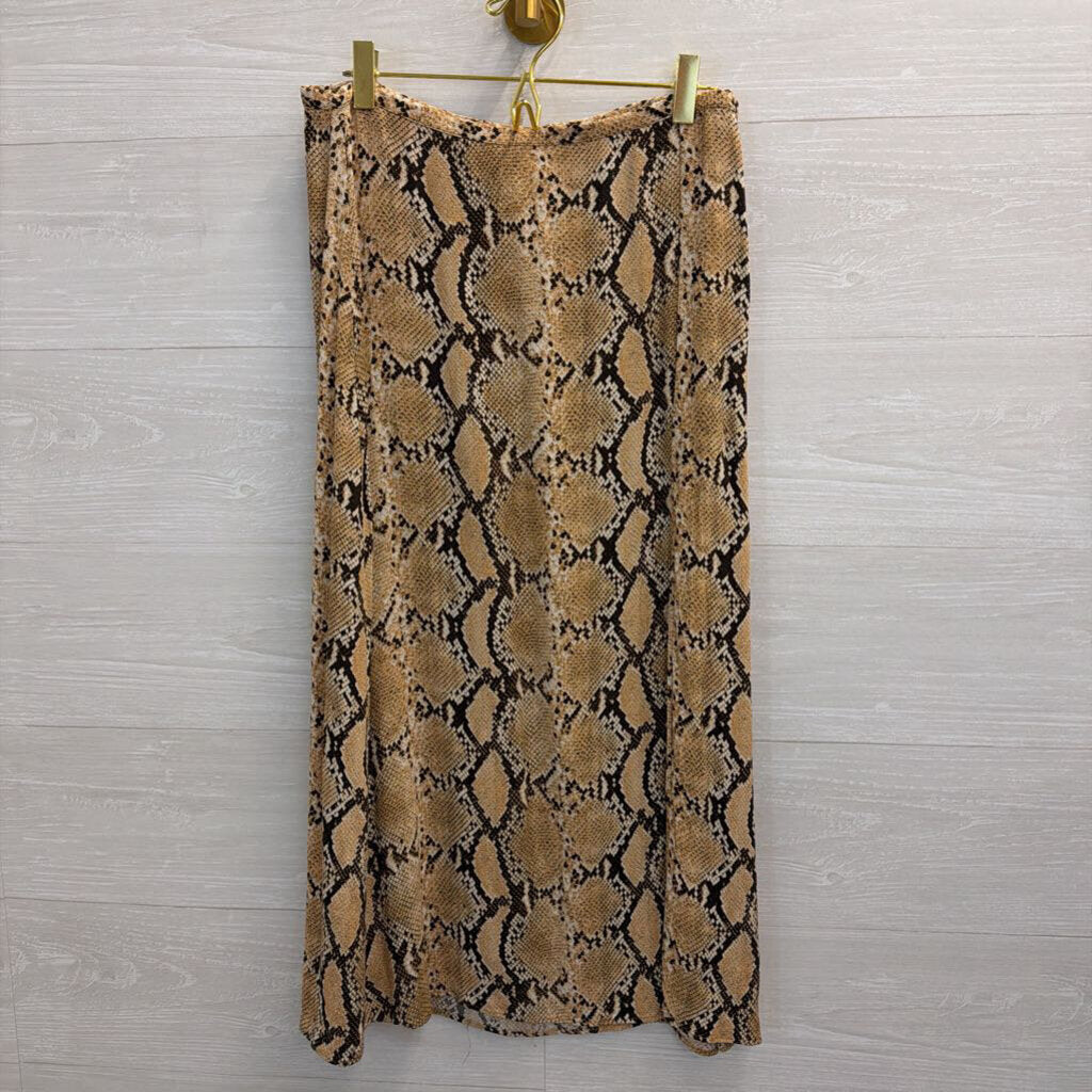 Brown Snakeskin Print Midi Skirt 6
