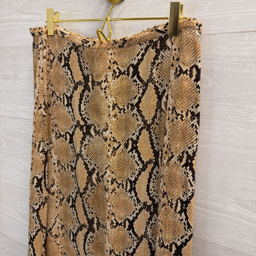 Brown Snakeskin Print Midi Skirt 6