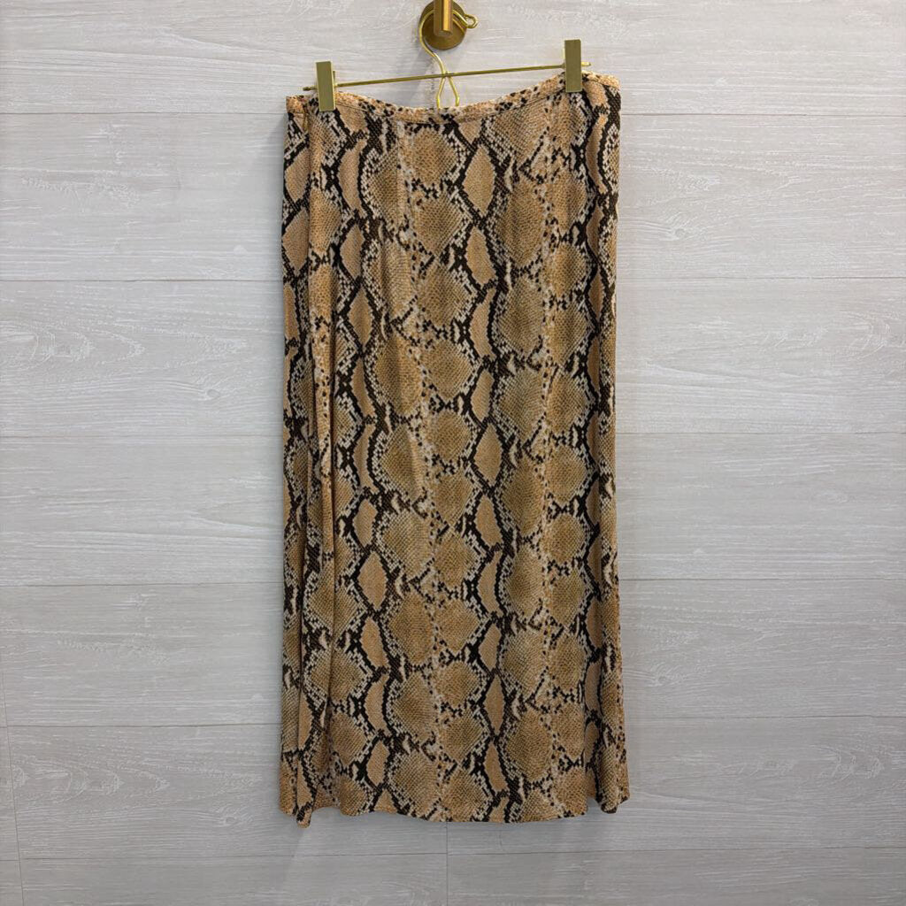 Brown Snakeskin Print Midi Skirt 6