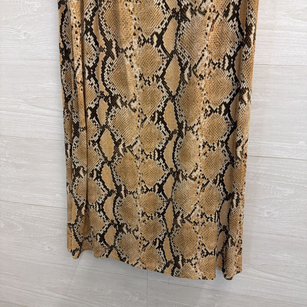 Brown Snakeskin Print Midi Skirt 6