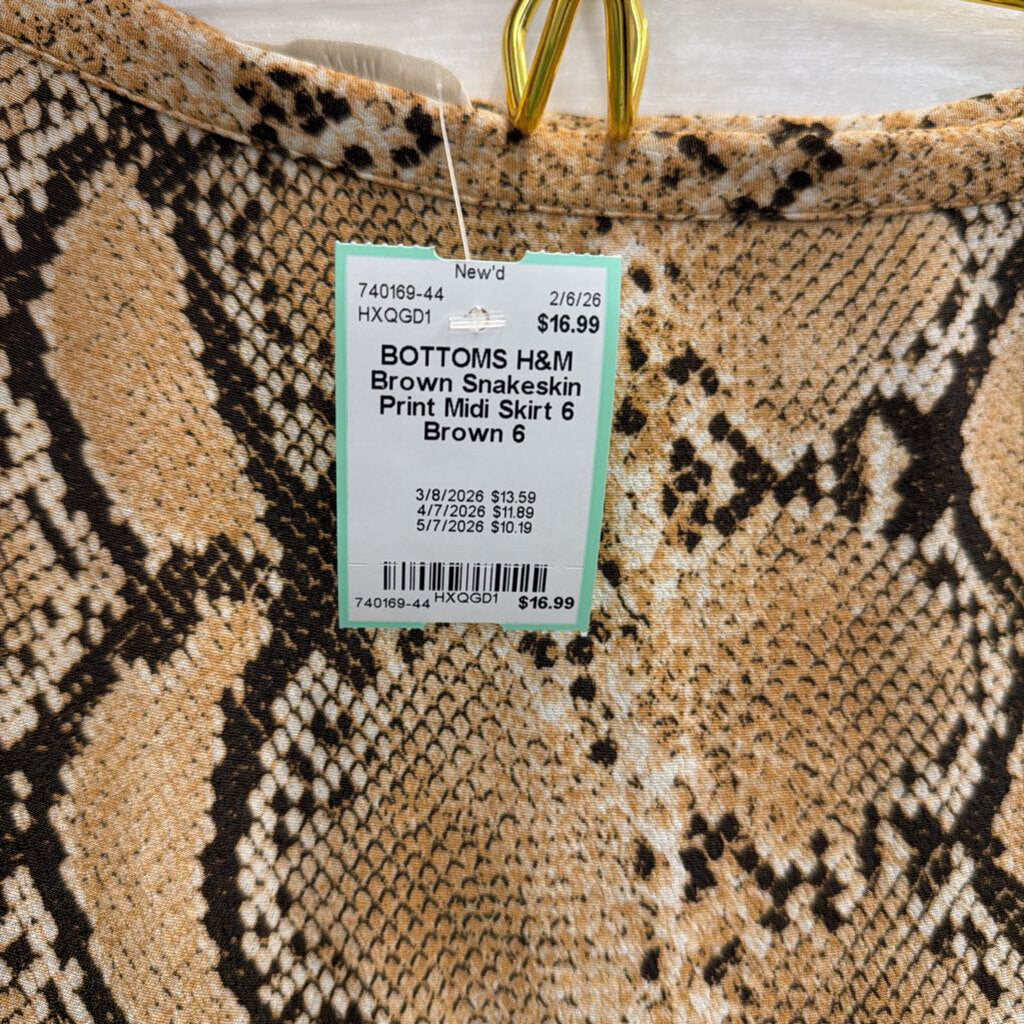 Brown Snakeskin Print Midi Skirt 6