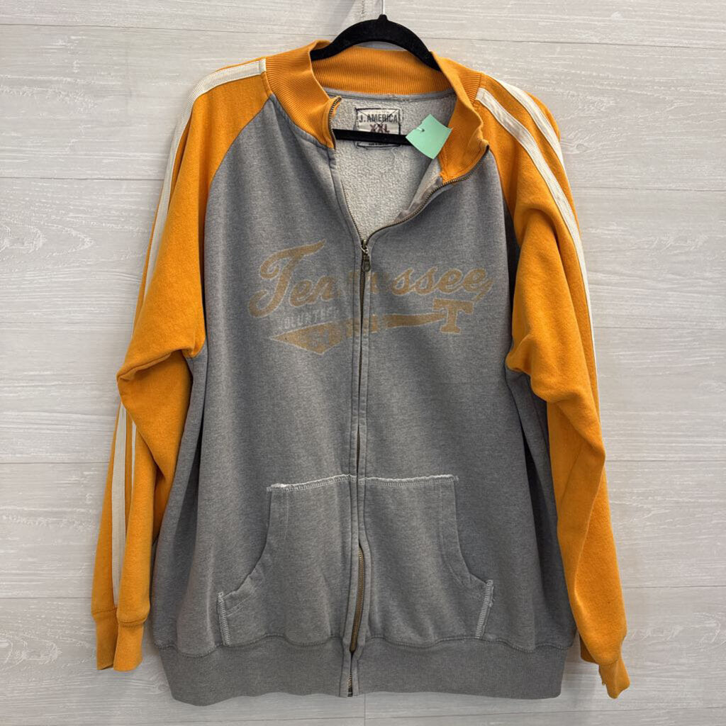 J America Grey/ Orange Tennessee Zip Up Jacket XXL
