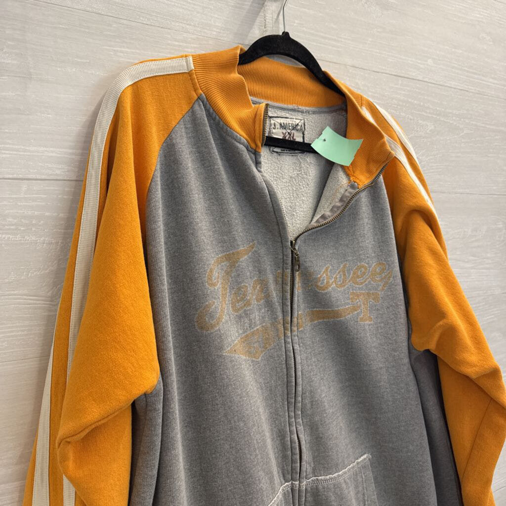 J America Grey/ Orange Tennessee Zip Up Jacket XXL