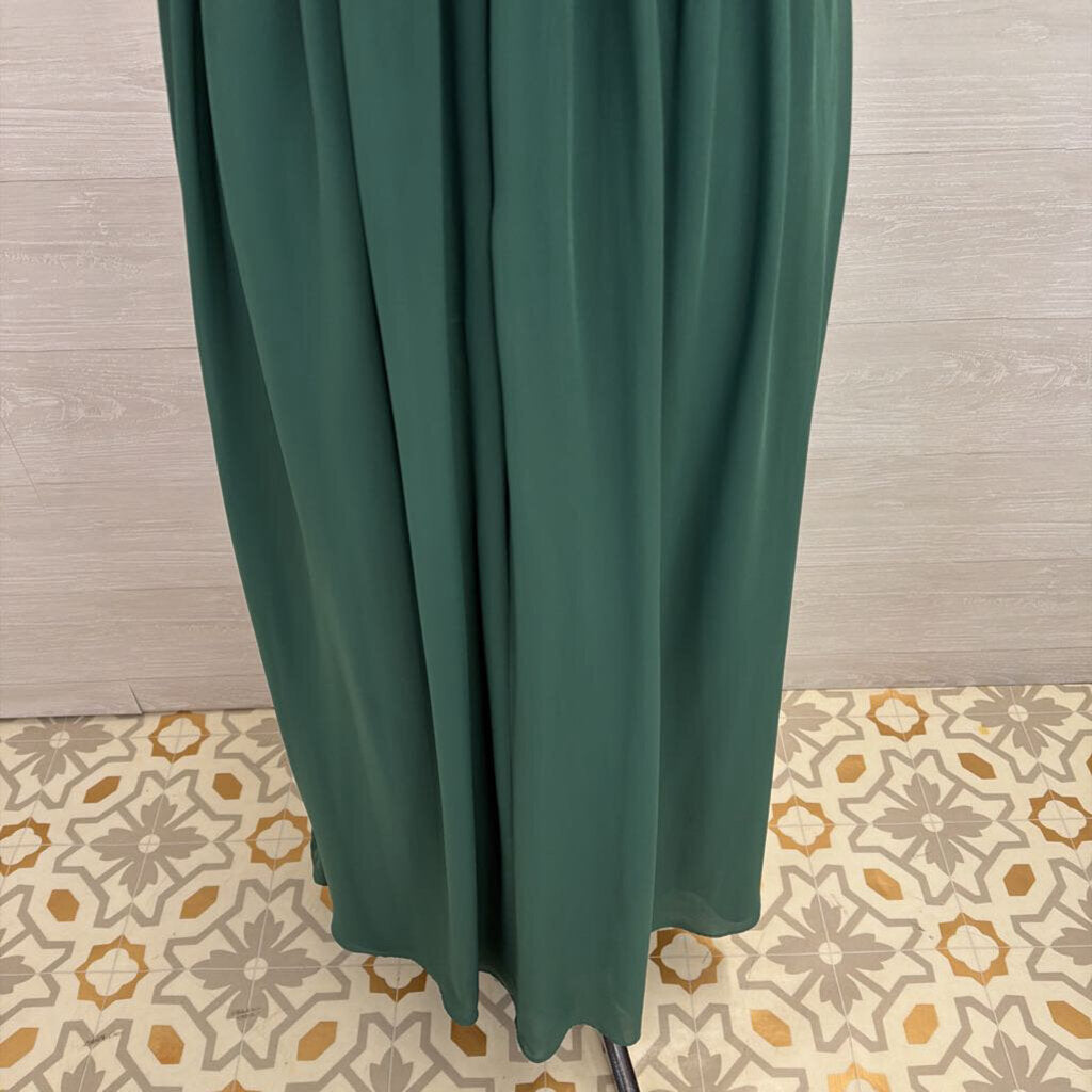 Azazie Green Pleated V Neck Long Formal Dress 8