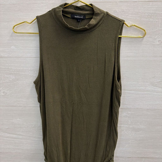 Ambiance Green Ribbed Mock Neck Sleeveless Bodysuit Small