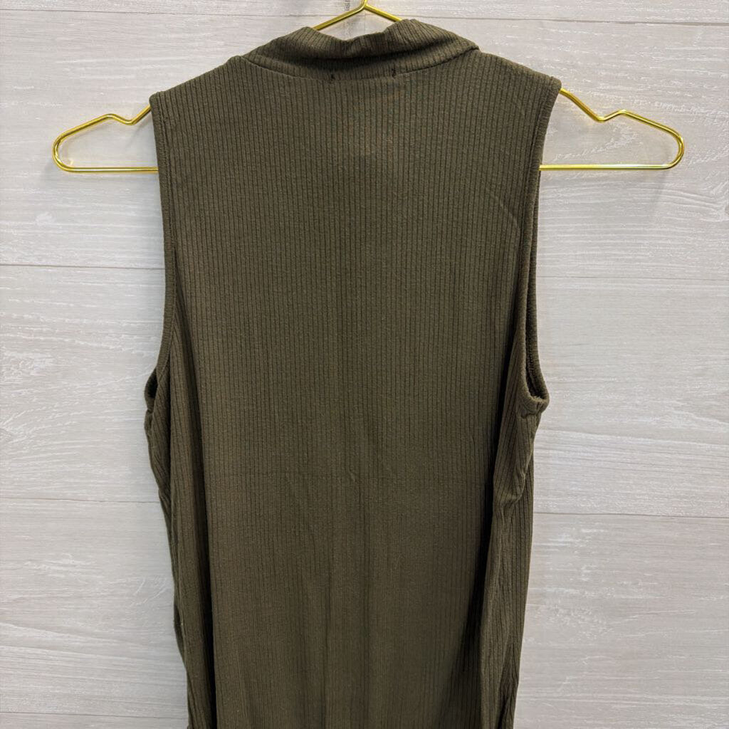 Ambiance Green Ribbed Mock Neck Sleeveless Bodysuit Small