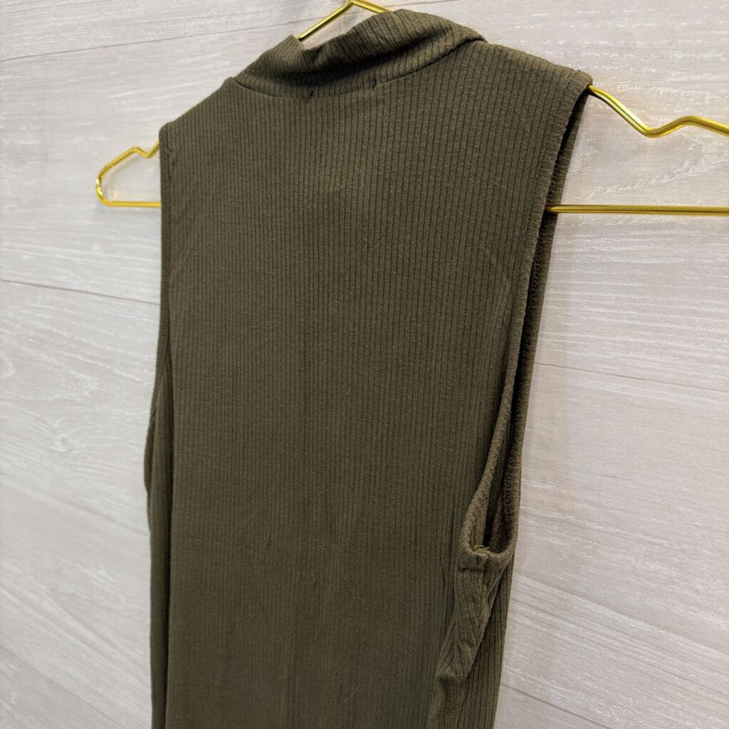 Ambiance Green Ribbed Mock Neck Sleeveless Bodysuit Small