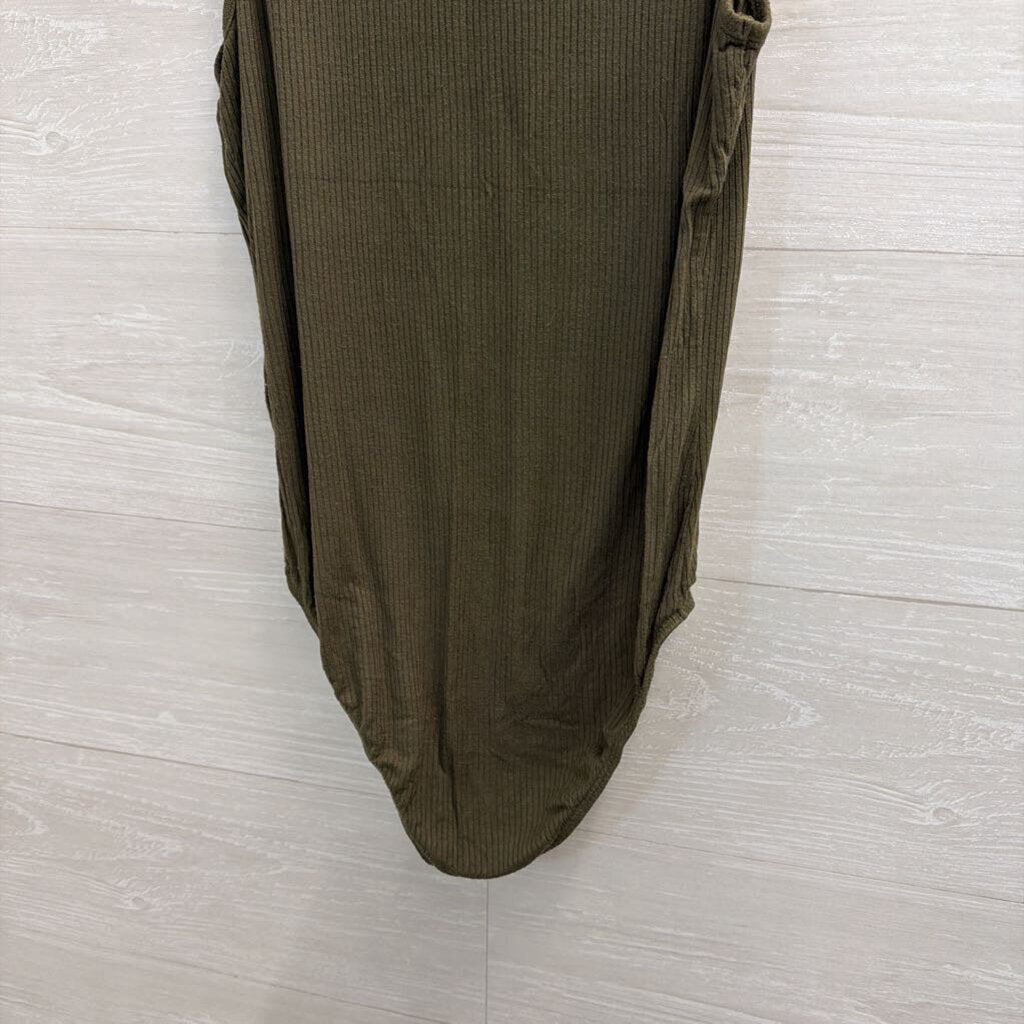 Ambiance Green Ribbed Mock Neck Sleeveless Bodysuit Small