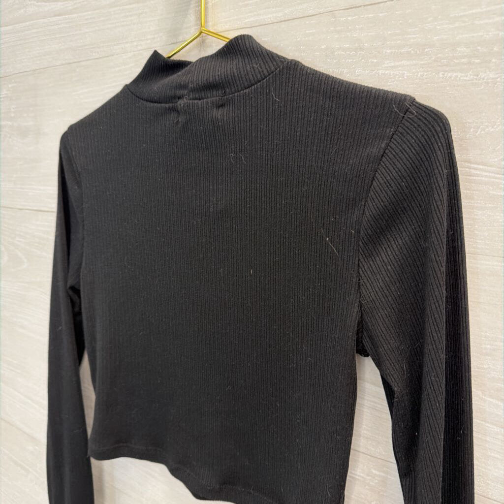 Altar'd State Black Cropped Mock Neck Long Sleeve Top Extra Small