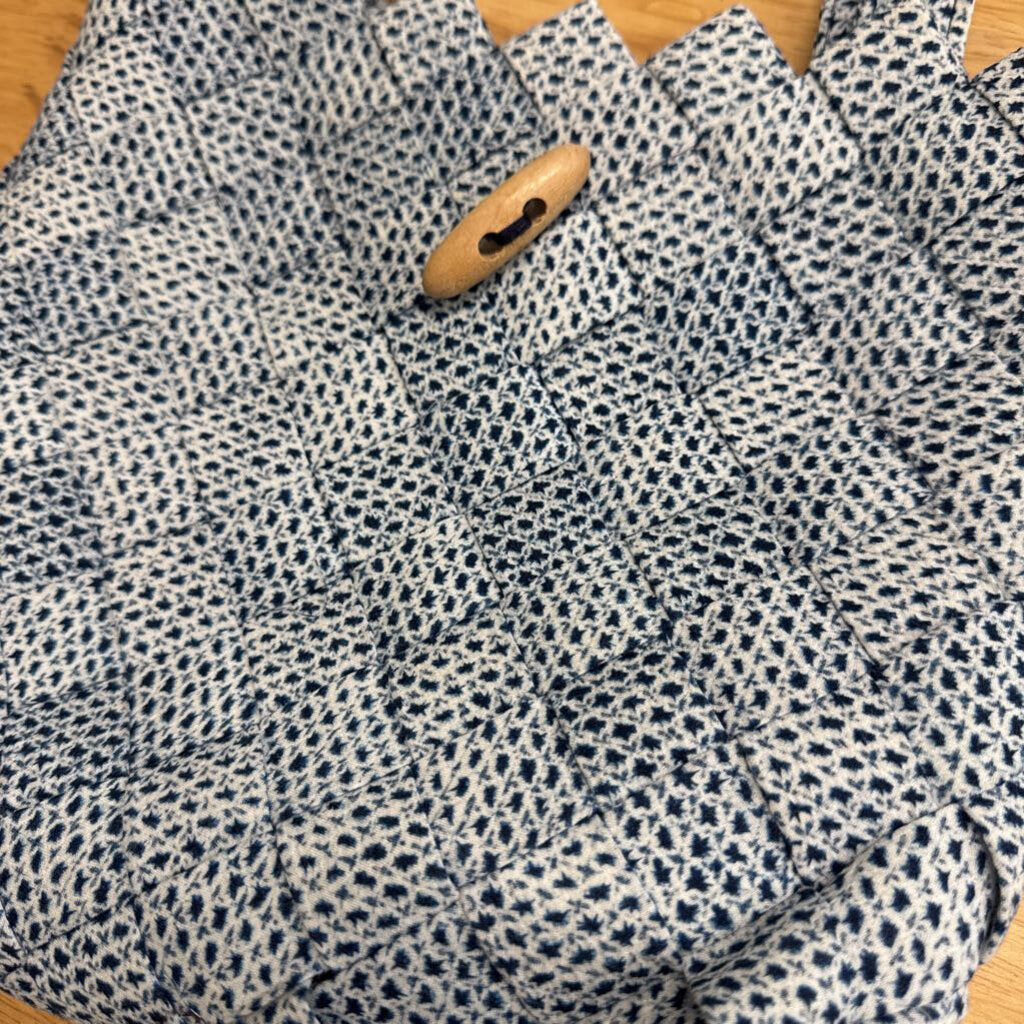 White/ Blue Print Woven Purse