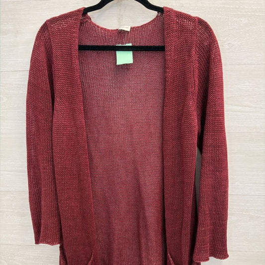 Poetry Burgundy Knit Open Front Long Sleeve Sweater Medium