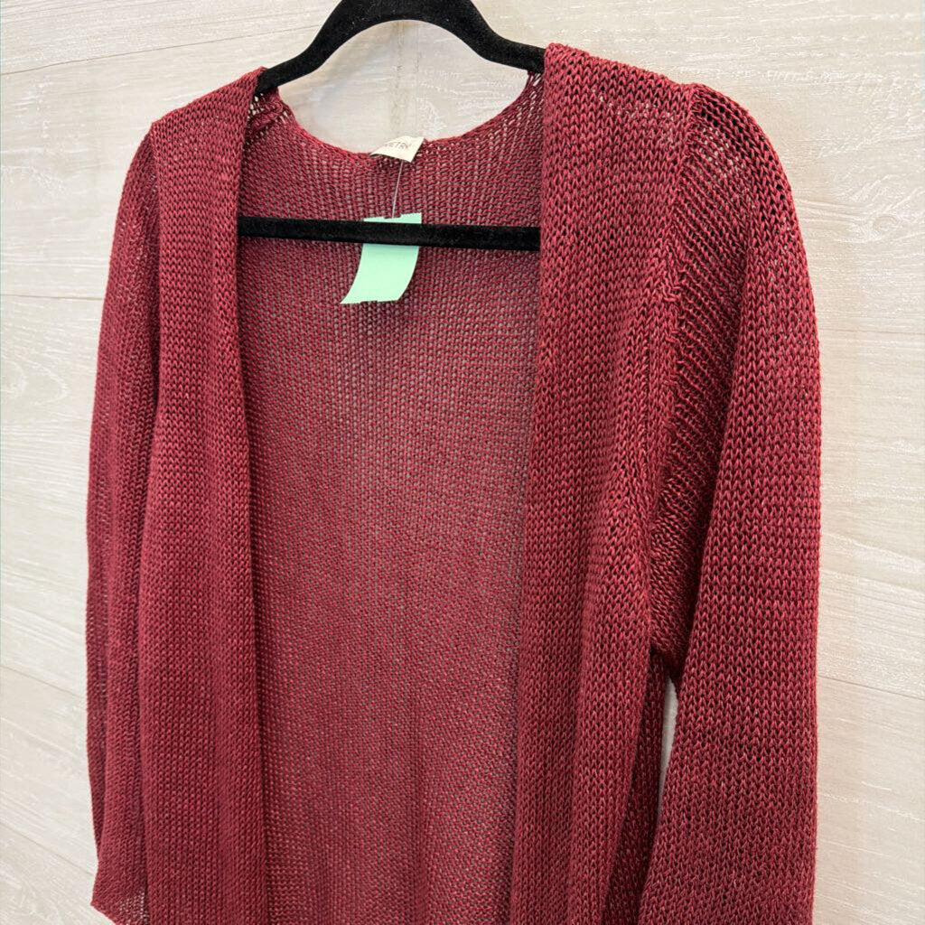 Poetry Burgundy Knit Open Front Long Sleeve Sweater Medium