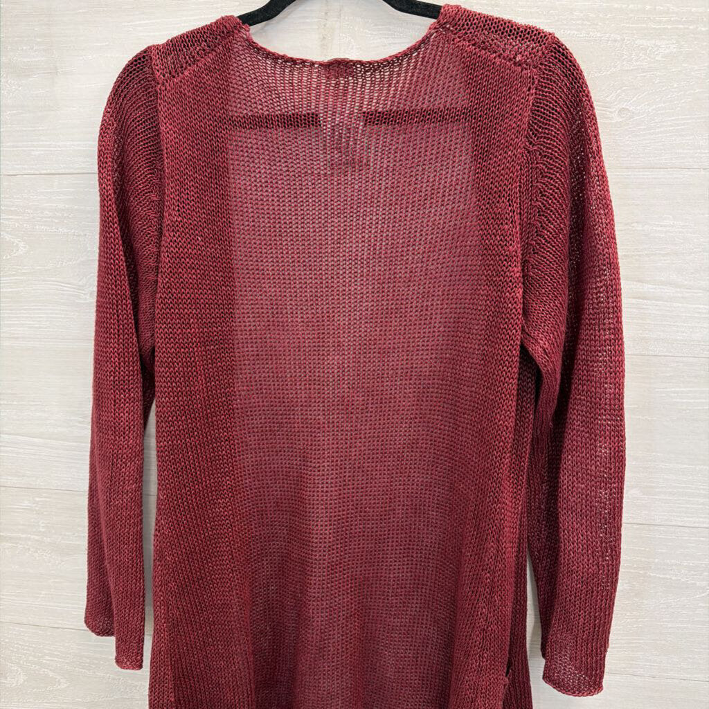 Poetry Burgundy Knit Open Front Long Sleeve Sweater Medium