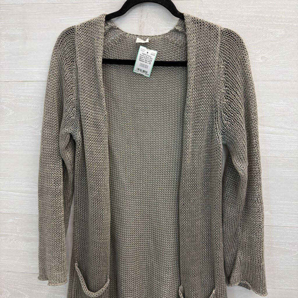 Poetry Grey Knit Open Front Long Sleeve Sweater Medium