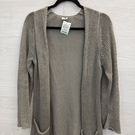 Poetry Grey Knit Open Front Long Sleeve Sweater Medium
