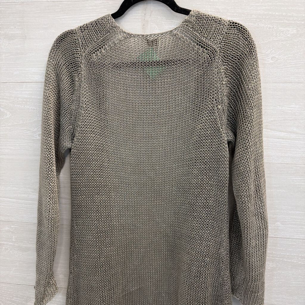 Poetry Grey Knit Open Front Long Sleeve Sweater Medium