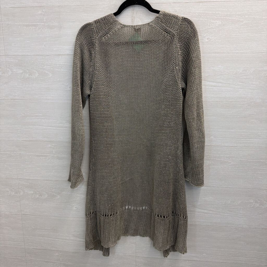 Poetry Grey Knit Open Front Long Sleeve Sweater Medium