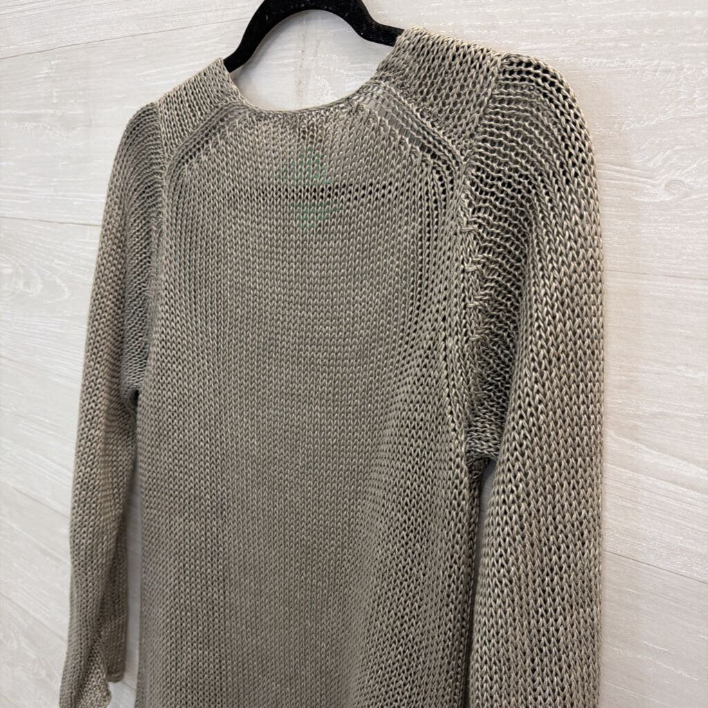 Poetry Grey Knit Open Front Long Sleeve Sweater Medium