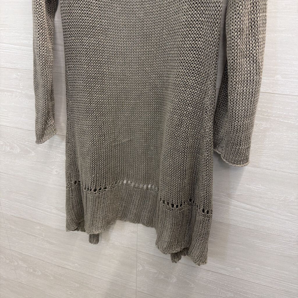 Poetry Grey Knit Open Front Long Sleeve Sweater Medium