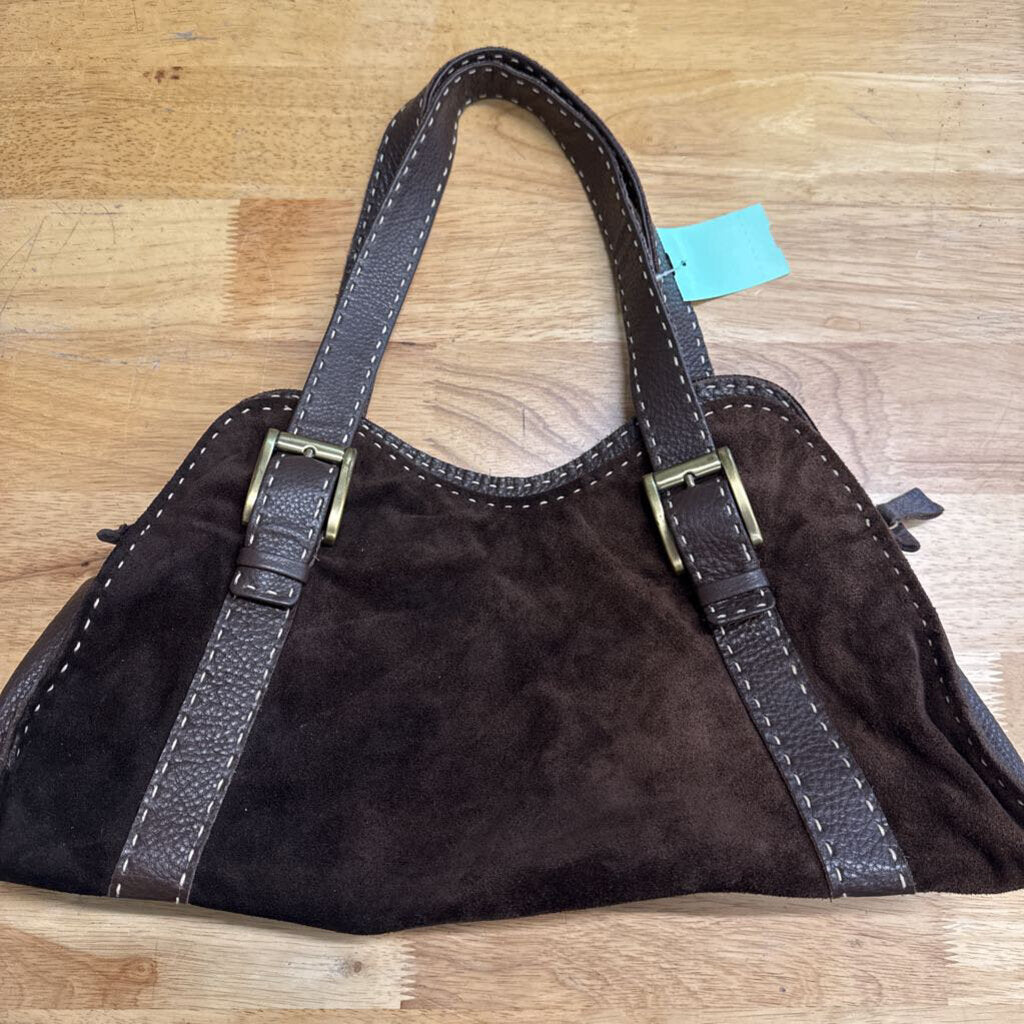 Carla Mancini Brown Leather/ Suede Rectangular Shoulder Purse