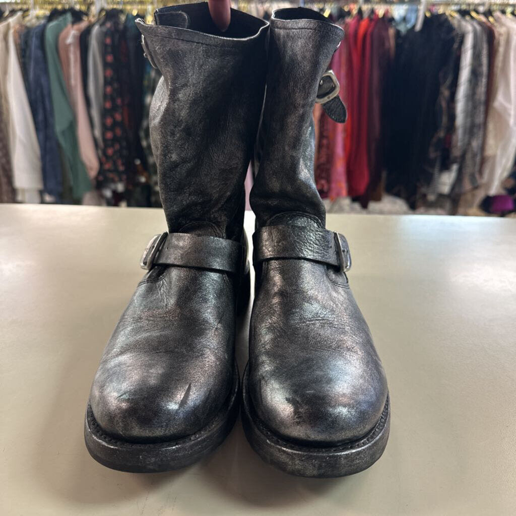 Frye Metallic Silver Veronica Short Boots 9