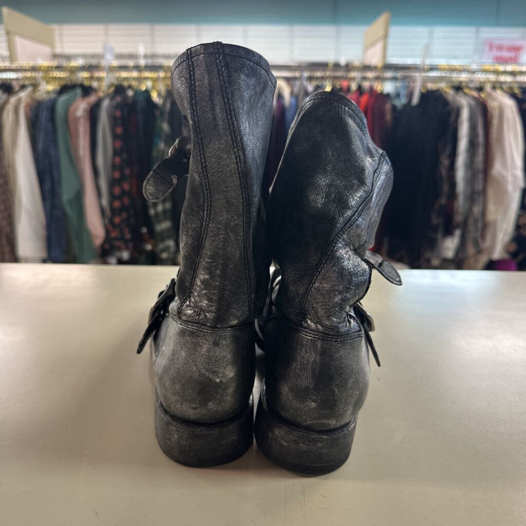 Frye Metallic Silver Veronica Short Boots 9