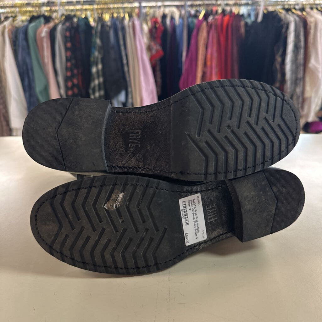 Frye Metallic Silver Veronica Short Boots 9