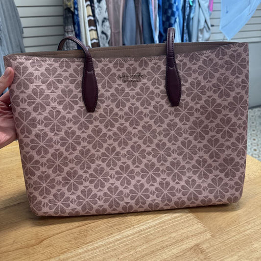 Kate Spade Pink/ Burgundy Flower Coated Canvas All Day Large Tote Purse