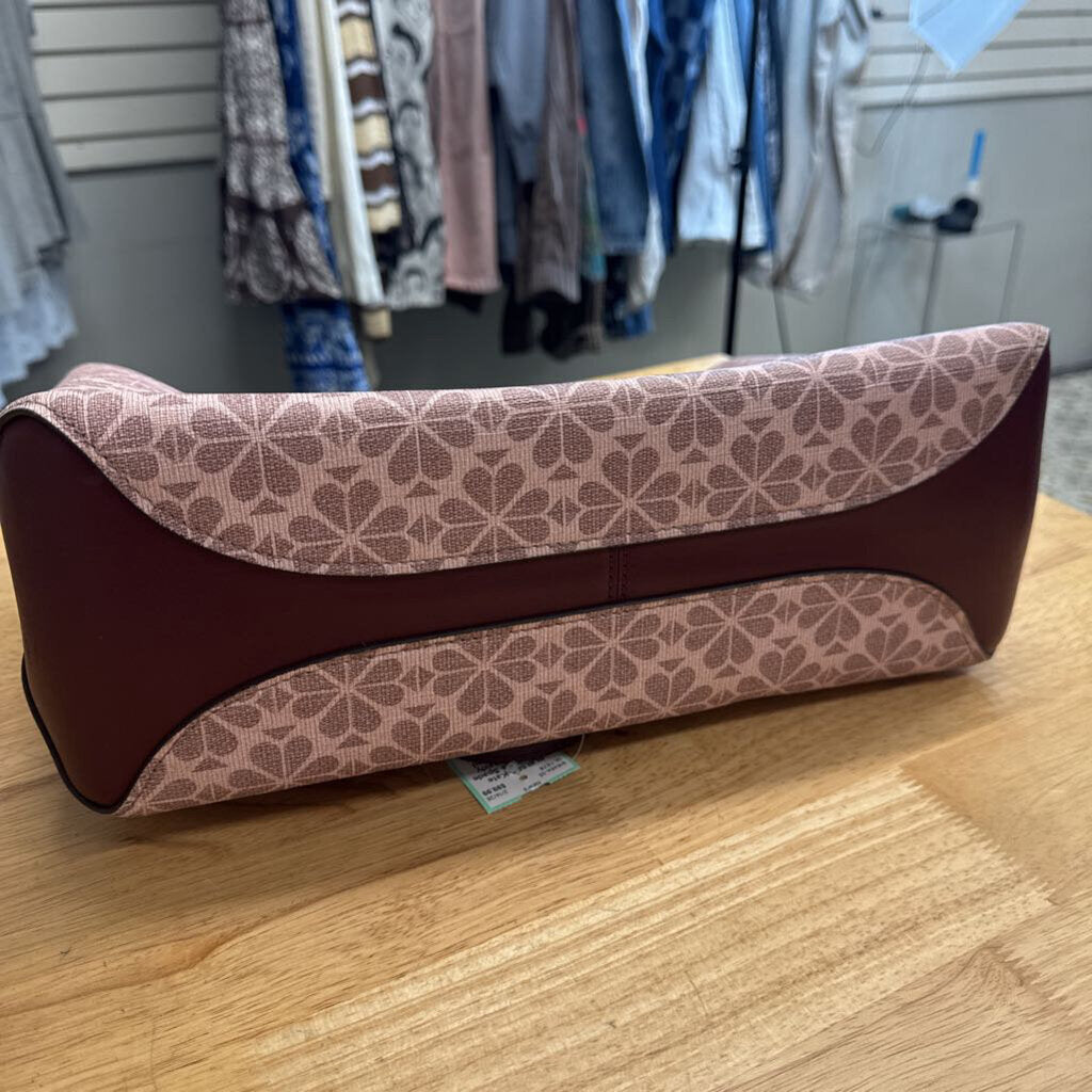 Kate Spade Pink/ Burgundy Flower Coated Canvas All Day Large Tote Purse